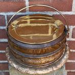 Antieke rijtuig kruik stoof voetenstoof hout koper, Antiek en Kunst, Curiosa en Brocante, Ophalen of Verzenden