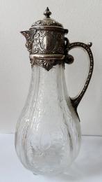 Antieke kristallen karaf met zilveren montuur en handvat, Antiek en Kunst, Ophalen of Verzenden
