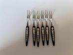 Vintage Fruitvorkjes Set - Zwart & Goud Bloemmotief (6 stuks, Ophalen of Verzenden