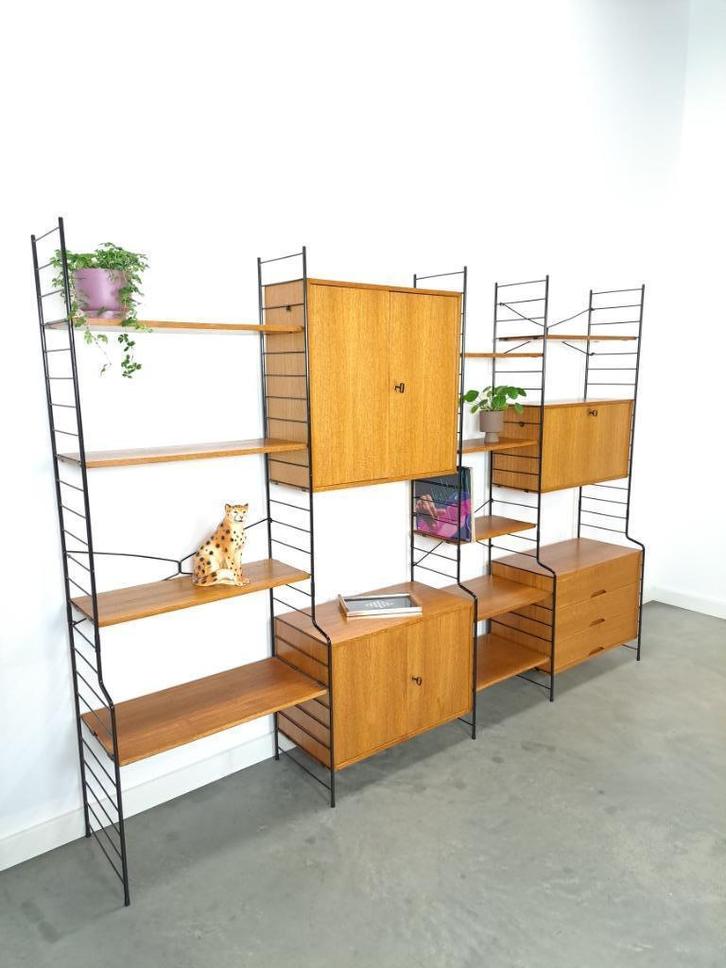 Design WHB teak modulair LP wandsysteem vrijstaand, Huis en Inrichting, Kasten | Wandmeubels, Gebruikt, 150 tot 200 cm, 250 tot 300 cm
