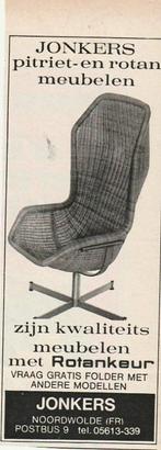 Retro reclame 1969 Jonkers Noordwolde rotan stoel, Verzenden, Overige typen