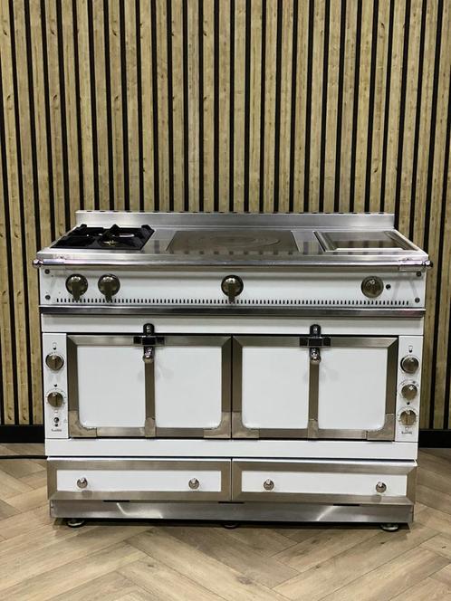 Prachtige La Cornue Chateau 120cm Wit Gas + Teppanyaki, Witgoed en Apparatuur, Fornuizen, Gas, 5 kookzones of meer, 90 tot 95 cm