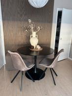 2x Taupe eetstoelen velvet, Huis en Inrichting, Stoelen, Ophalen