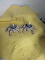2644) 2 mooie gietijzeren kikkers met waxinelichtje, Ophalen of Verzenden, Metaal, Minder dan 25 cm