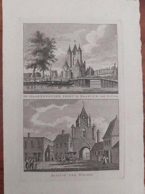 68-69 / Spaarnewouder Poort te Haarlem Gravure J. Bulthuis, Antiek en Kunst, Kunst | Etsen en Gravures, Ophalen of Verzenden