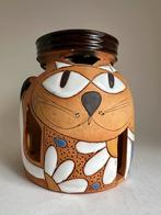 Aardewerk Windlicht met Kat Design, Overige materialen, Gebruikt, Bruin, Ophalen of Verzenden