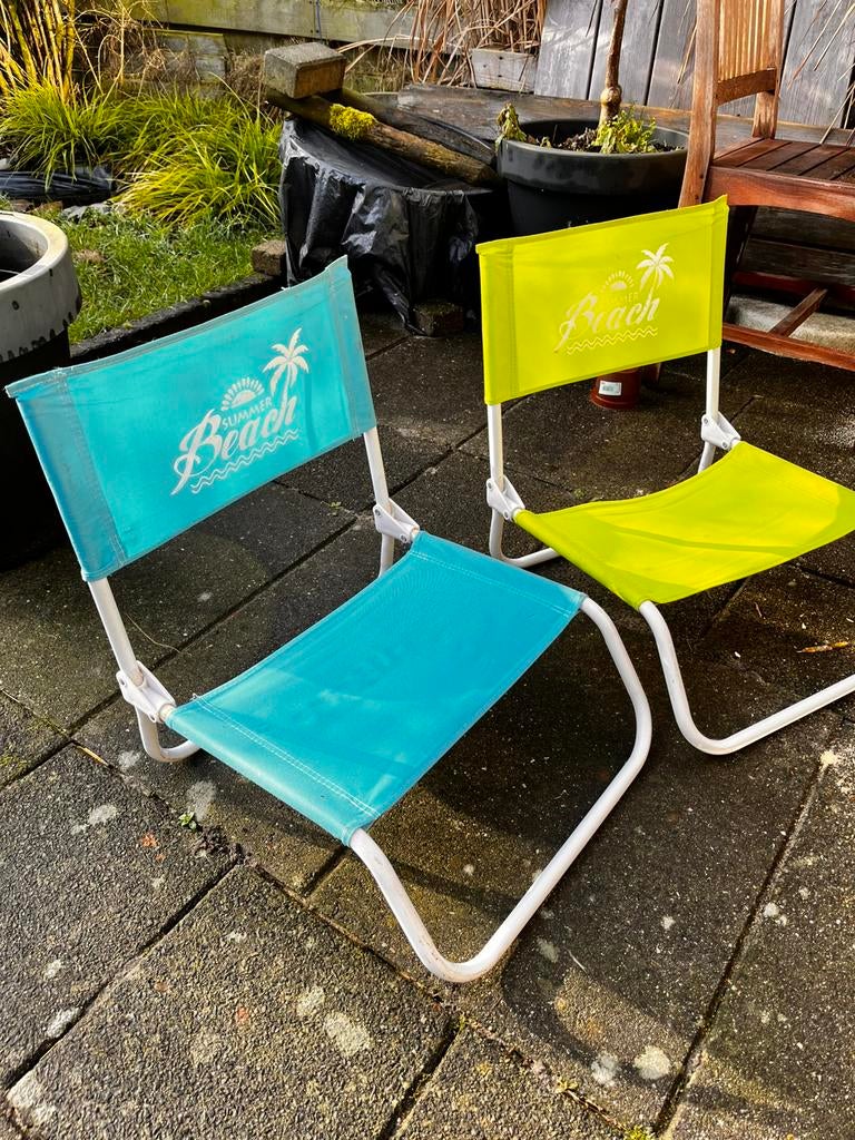 Strand stoeltjes, Caravans en Kamperen, Kampeermeubelen, Ophalen, Zo goed als nieuw, Campingstoel