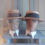 2 stuks antieke canvas pruikenmakers hoofden met gezicht, Ophalen of Verzenden