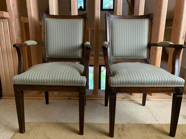 Antieke Leunstoelen, Nieuw Bekleed, 19e Eeuw, Antiek en Kunst, Antiek | Meubels | Stoelen en Banken, Ophalen