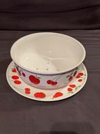 Leuke uitlekschaal / fruittest - wit met rood, Huis en Inrichting, Keuken | Servies, Ophalen of Verzenden, Gebruikt, Overige stijlen