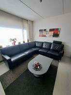 Zwarte leren hoekbank incl. bijpassende fauteuil, Huis en Inrichting, Banken | Bankstellen, Ophalen, 250 tot 300 cm, Gebruikt