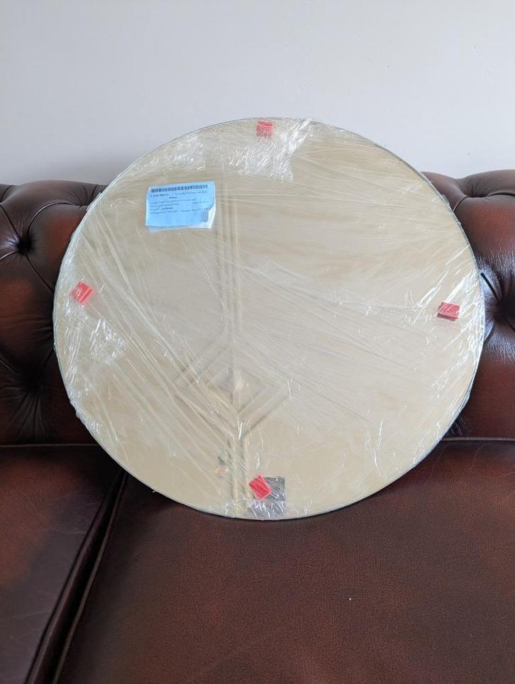 Nieuwe ronde spiegel 60 cm (Stylish Glass Mirano), Huis en Inrichting, Woonaccessoires | Spiegels, Nieuw, 50 tot 75 cm, Minder dan 100 cm