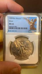 Mexico Libertad 1989 in MS 65 zilver, Ophalen of Verzenden, Midden-Amerika, Zilver