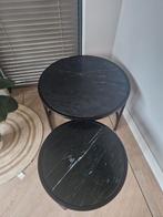 Set van 2 Zwarte Marmer Salontafels, Ophalen, Zo goed als nieuw, Rond, Modern