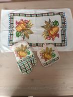 Vintage leuke textiel setje herfst met pompoenen, Ophalen of Verzenden, Gebruikt, Roze, Theedoek of Handdoek