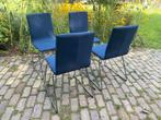 Set van 4 blauwe eetkamerstoelen, Huis en Inrichting, Stoelen, Blauw, Ophalen of Verzenden, Zo goed als nieuw, Vier