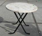 Ronde marmerenlook bijzettafels, metalen onderstel, 5 stuks, Tuin en Terras, Tuintafels, Ophalen, Gebruikt, Rond, Overige materialen