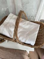 Antiek Frans katoenen laken wit monogram 300cm Lx175 cm br, Antiek en Kunst, Ophalen of Verzenden