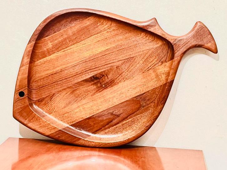 Dienblad Deens teak, vintage, Digsmed., Huis en Inrichting, Woonaccessoires | Dienbladen, Zo goed als nieuw, Hout, Rechthoekig