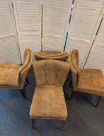 4 eetkamerstoelen cognac kleur Riviera Maison stijl, Ophalen, Gebruikt, Bruin, Vier