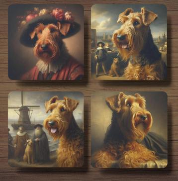Ierse Terriër Rembrandt stijl onderzetters met houder beschikbaar voor biedingen