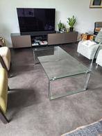 Salontafel gehard glas en chroom, Huis en Inrichting, Tafels | Salontafels, Ophalen, Gebruikt, 100 tot 150 cm, 50 tot 100 cm