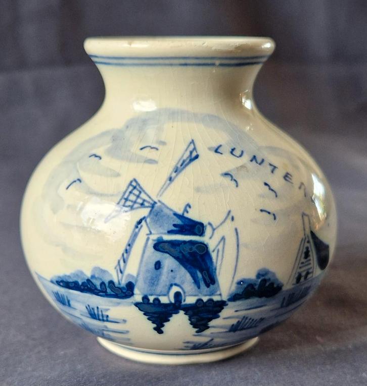 Delftsblauw Vaasje - Souvenir Lunteren, Antiek en Kunst, Antiek | Vazen, Ophalen of Verzenden