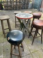 6 barkrukken met tafel, 5 krukken of meer, Ophalen, Gebruikt, Hout