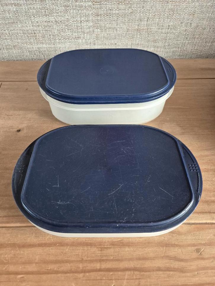 Tupperware Combismart vleeswarendoos en kaasdoos, Huis en Inrichting, Keuken | Tupperware, Gebruikt, Overige typen, Blauw, Ophalen of Verzenden