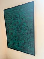 Donkergroen groot schilderij kunstwerk, Ophalen