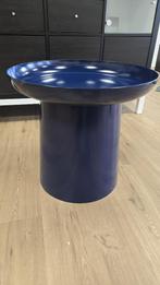 Geinig blauw staal bijzettafel 47 cm hoog, Minder dan 55 cm, Gebruikt, Metaal of Aluminium, Rond