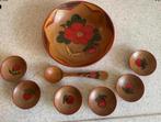 Vintage houten snack set, schaal met kleine schaaltjes, Ophalen of Verzenden