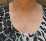 Zilveren ketting met hart hanger met steentjes nr.791