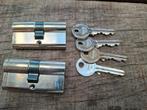 2 cilindersloten 30/30 met 4 sleutels, Ophalen of Verzenden, Gebruikt, Koper of Messing, Slot