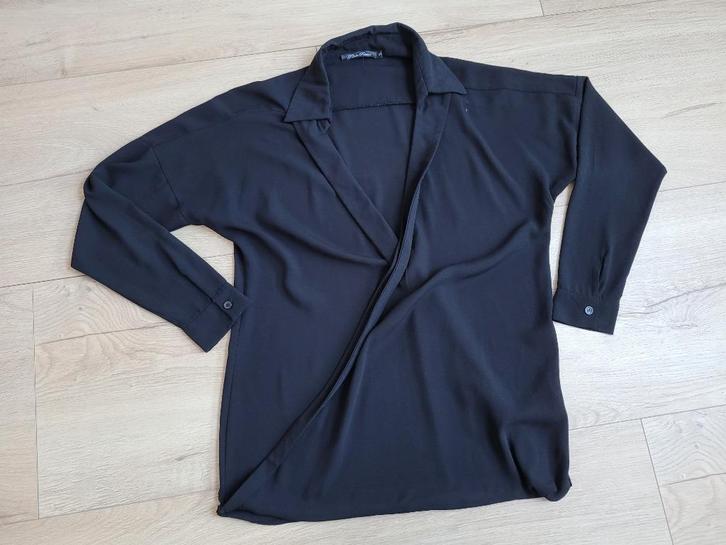 F DE LA PASSION zwarte top maat S ~ NH0046, Kleding | Dames, Tops, Zo goed als nieuw, Maat 36 (S), Zwart, Lange mouw, Ophalen of Verzenden