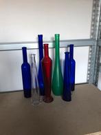 8 gekleurde flessen, Ophalen of Verzenden, Blauw, Glas, Minder dan 50 cm