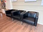 Stoel zwart leer Ikea Klappsta 3 stuks, Huis en Inrichting, Fauteuils, Ophalen of Verzenden, Zo goed als nieuw, Leer