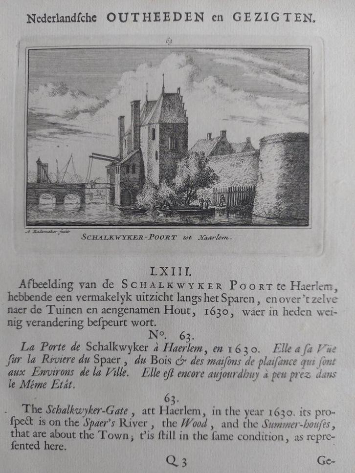 63 / Schalkwyker- Poort Schalkwijkerpoort Haarlem 1e druk, Antiek en Kunst, Kunst | Etsen en Gravures, Ophalen of Verzenden
