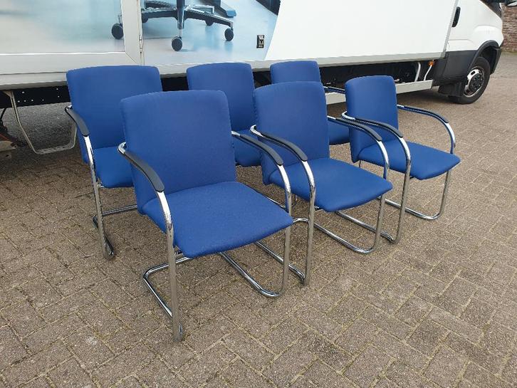 6x Lande Cole ( Gispen ) vergaderstoel buisframe stoel, Huis en Inrichting, Stoelen, Zo goed als nieuw, Vijf, Zes of meer stoelen