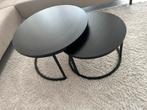 Zwarte Ronde Salontafels - Set van 2 - ZGAN, Huis en Inrichting, Tafels | Salontafels, Ophalen, 50 tot 100 cm, Rond, 50 tot 100 cm