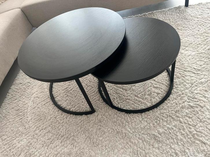 Zwarte Ronde Salontafels - Set van 2 - ZGAN, Huis en Inrichting, Tafels | Salontafels, Zo goed als nieuw, Minder dan 50 cm, 50 tot 100 cm