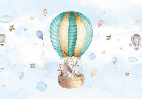 Babykamer behang Luchtballon en dieren Aquarel -15% KORTING, Kinderen en Baby's, Kinderkamer | Inrichting en Decoratie, Nieuw