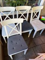 4 ikea ingolf stoelen, Huis en Inrichting, Stoelen, Ophalen, Gebruikt, Wit, Vier
