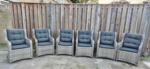 6 wicker tuinstoelen met kussens als nieuw, Tuin en Terras, Tuinstoelen, Zo goed als nieuw, Wicker, Ophalen of Verzenden