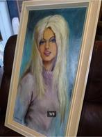 vintage schilderij blond meisje 60er jaren, Ophalen, Huis en Inrichting