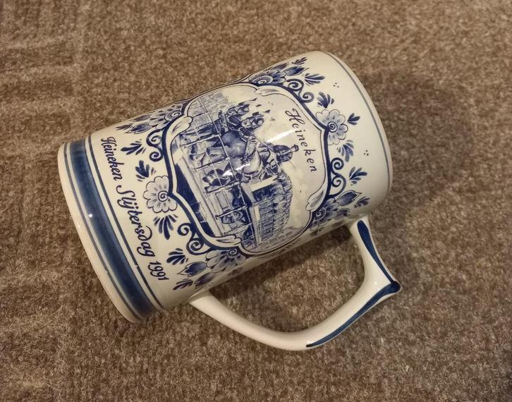 Heineken Bier delftsblauw aardewerk bierpul vintage retro, Verzamelen, Biermerken, Nieuw, Pul(len), Overige merken, Ophalen of Verzenden