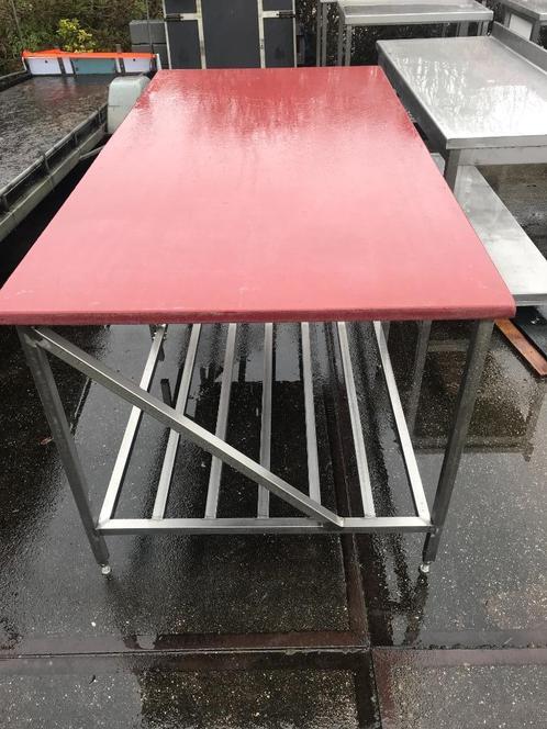 RVS koker tafel frame met professioneel snijblad, Tuin en Terras, Tuintafels, Gebruikt, Rechthoekig, Rvs, Ophalen