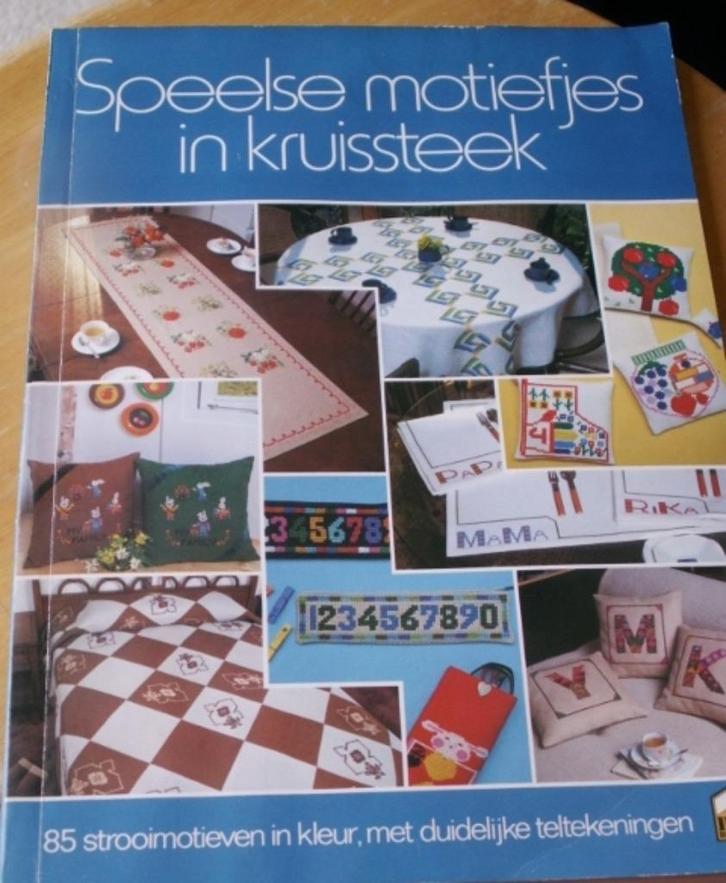 Speelse motiefjes in kruissteek doeboek borduren, Hobby en Vrije tijd, Borduren en Borduurmachines, Zo goed als nieuw, Patroon