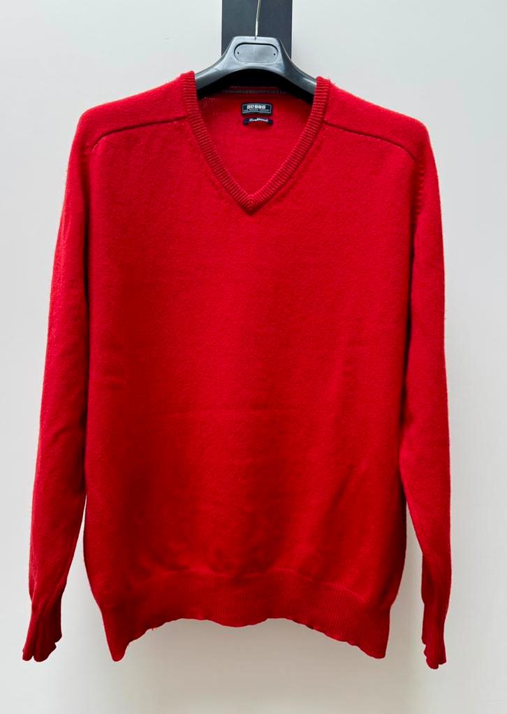 Italiaanse 100% zuiver scheerwol rode heren trui mt XXL, Kleding | Heren, Truien en Vesten, Zo goed als nieuw, Overige maten, Rood