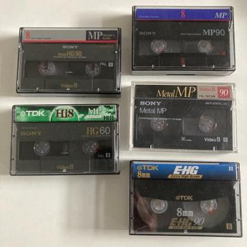 5 gebruikte Video8 / 8mm bandjes (Sony, TDK) beschikbaar voor biedingen